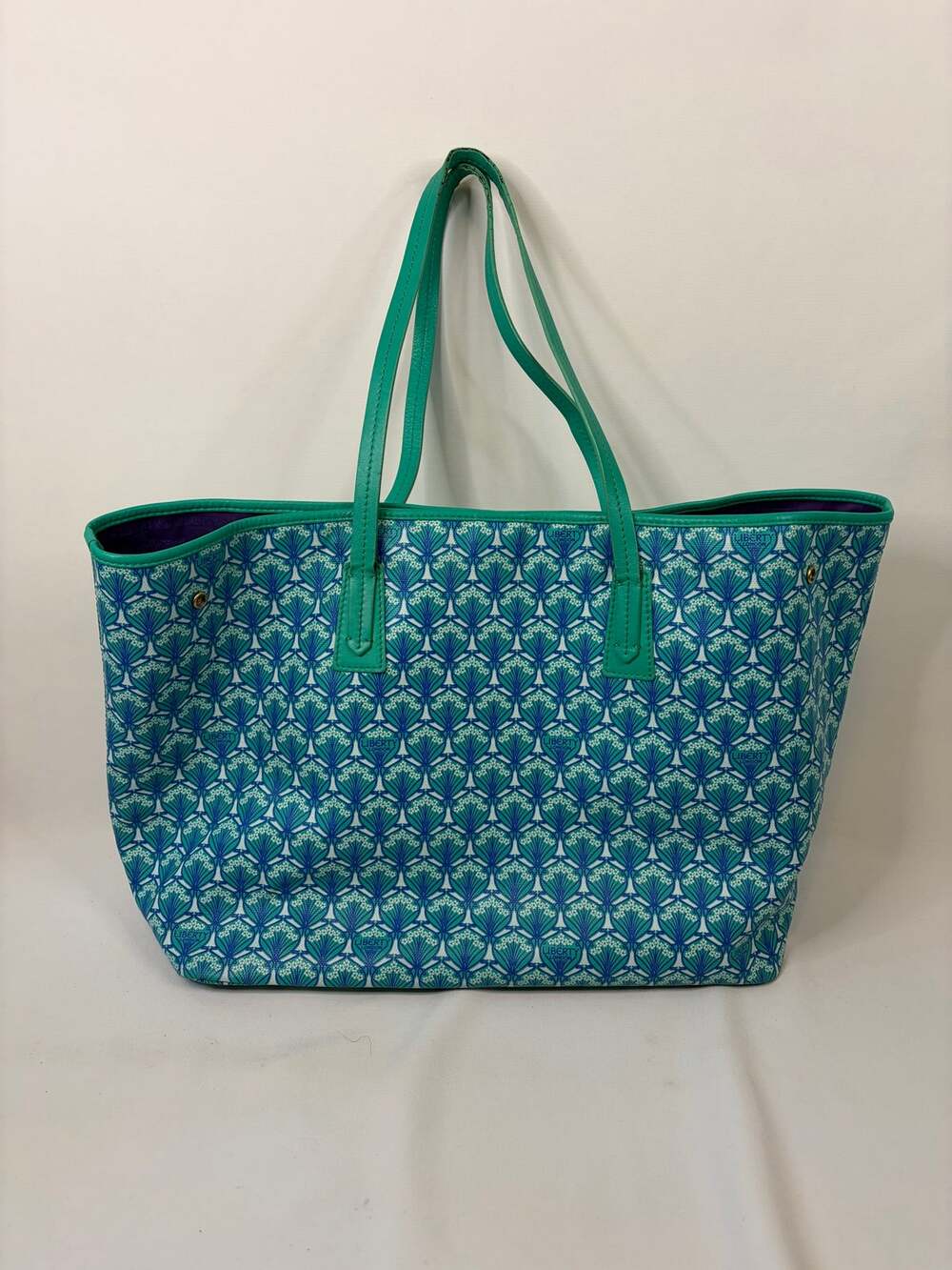 Liberty of London Iphis Marlborough Tote Bag in Aqua Turquoise Green Large FLAW - Picture 1 of 12